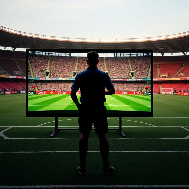 VAR monitor s prikazom linija terena i silueta suca u prvom planu